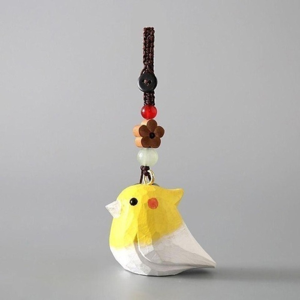 Take Your Little Wooden Hand-Carved Yellow Bird Pendant 1.69" x 1.42" – New